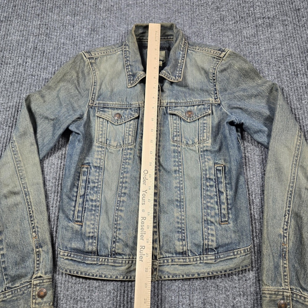 Abercrombie Jacket Girls Large Blue Denim Trucker Jean Coat Washed Fade Vintage - Picture 7 of 11